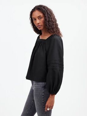 Madewell Black Square Neck Blouse